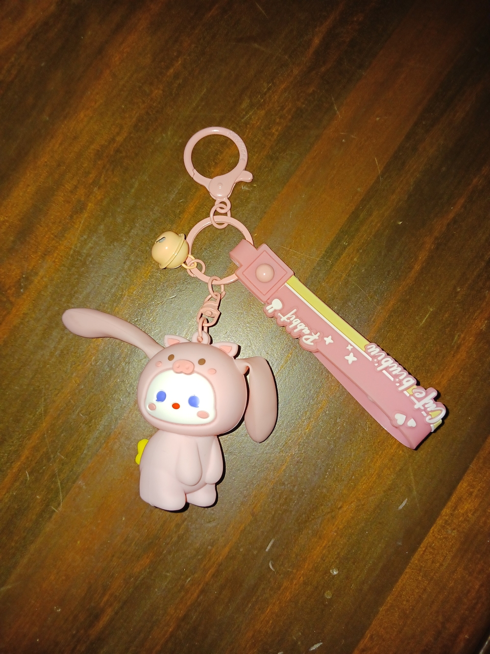 Cute Kawaii Japan Pink Bunny Keychain with Bell Charm And Wrist Strap